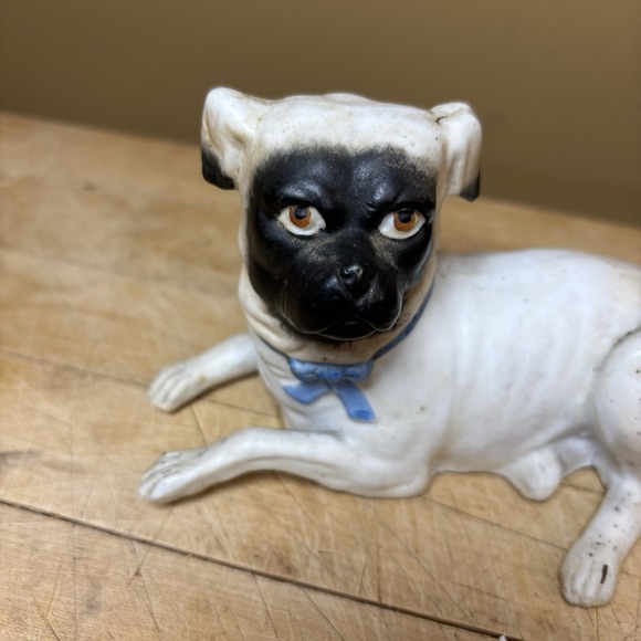 Antique  Pug Dog Figurine c.1880 – Hand Painted Porcelain Germany - Picture 2 of 9